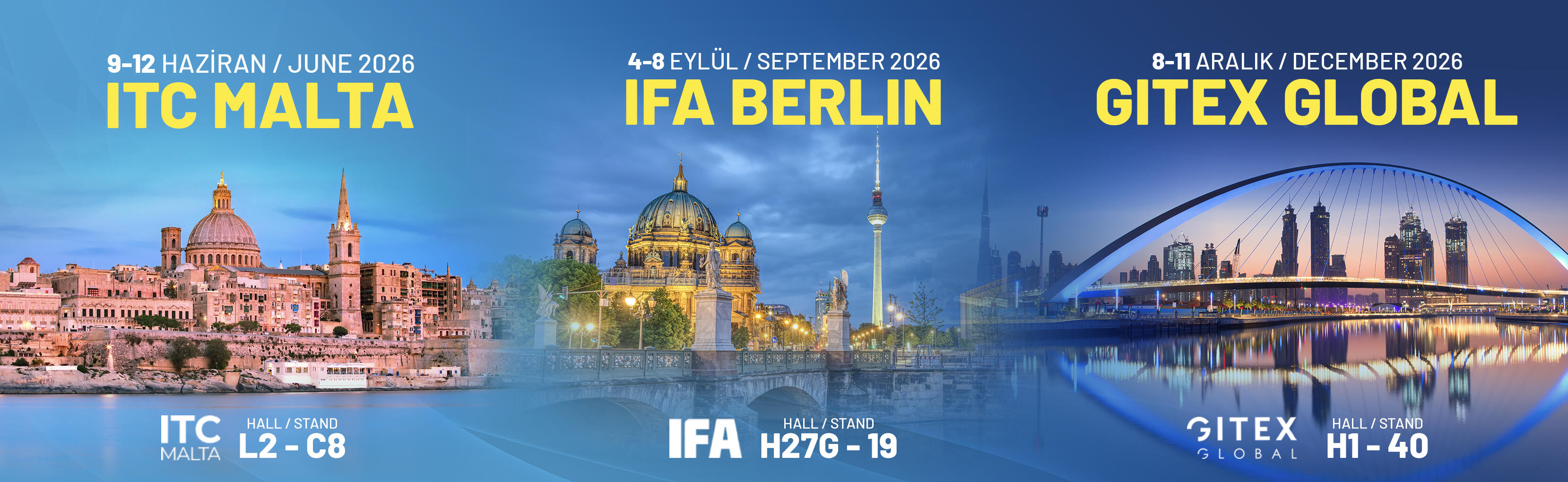 Poyraz Toner, 2026 yılında ITC Malta, IFA Berlin ve GITEX Global fuarlarına katılarak uluslararası iş ağını genişletmeye ve sektördeki global konumunu güçlendirmeye devam ediyor.