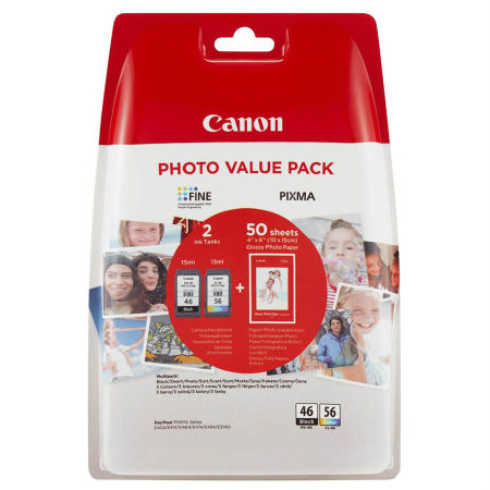 Canon PG-46-CL-56/9059B003 Siyah ve Renkli Kartuşlu Avantajlı Fotoğraf Paketi - 1