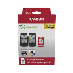 Canon PG-510/CL-511/2970B010 + 50 Original Cartridges with Photo Paper Advantage Pack - 1