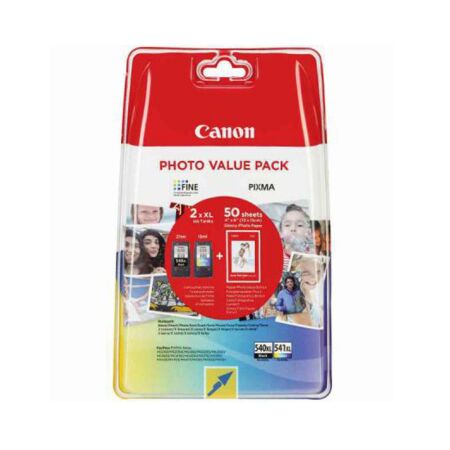 Canon PG-540L Black / CL-541XL Color High Capacity Ink Cartridges + Photo Paper Gift - 1