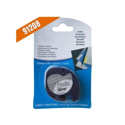 Dymo LetraTag 59429 Black Label on Metallic Silver 91208 12mm x 4M - Dymo