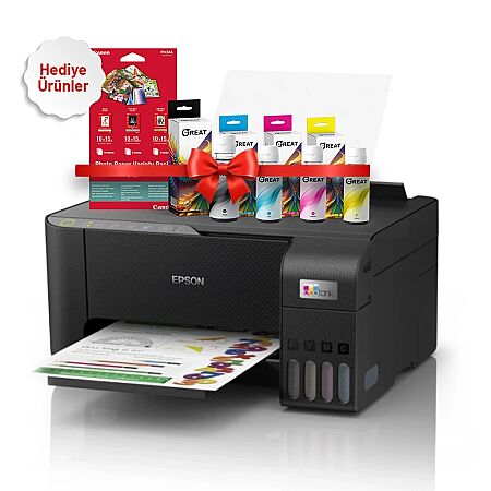 Epson EcoTank L3250 C11CJ67405 Çok Fonksiyonlu Yazıcı Muadil Mürekkep + Fotoğraf Kağıdı - 1