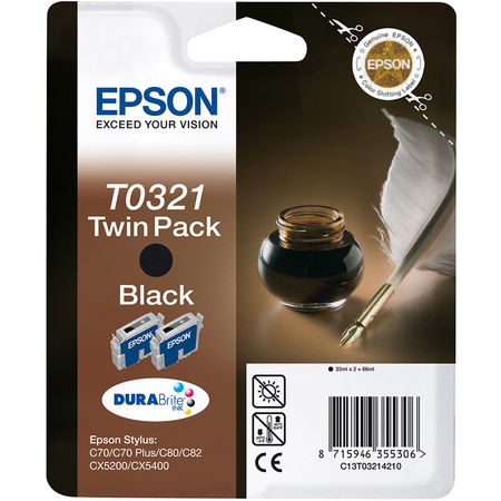 Epson T0321-C13T03214220 Siyah Orjinal Kartuş 2Li Paketi - 1