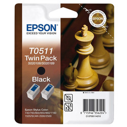 Epson T0511-C13T05114220 Siyah Orjinal Kartuş 2Li Paketi - 1