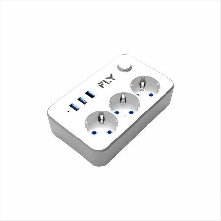 Fly 3406-01 2 m 3 USB Üçlü Anahtarlı Termal Akım Korumalı Priz - 1