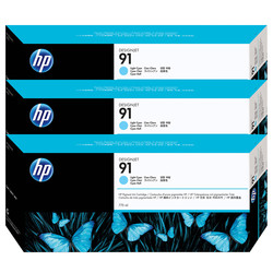 Hp 91-C9486A Açık Mavi Orjinal Kartuş 3Lü Paket - 1