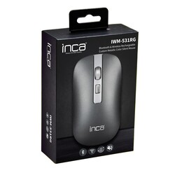 Inca IWM-531RG Bluetooth & Kablosuz Optik Metallic Silent Mouse Gri - INCA