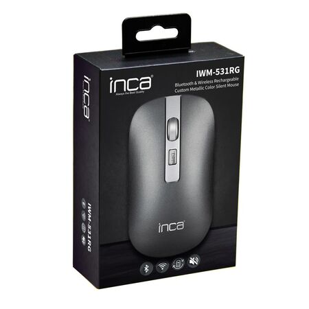 Inca IWM-531RG Bluetooth & Kablosuz Optik Metallic Silent Mouse Gri - 1